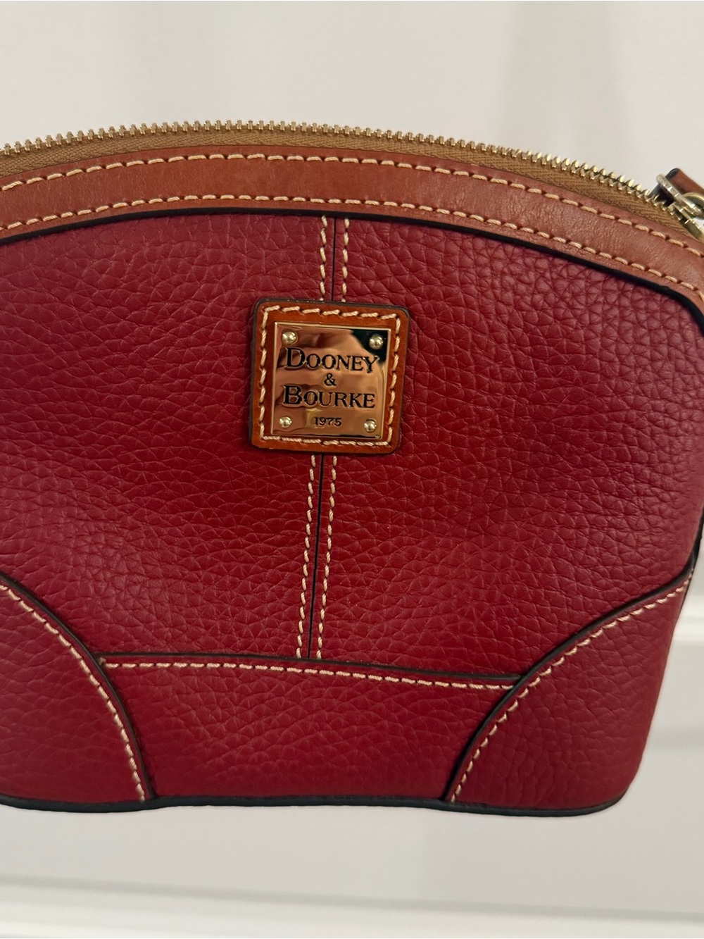 Dooney & Bourke Red Pebble Grain Mini Domed Crossbody Bag